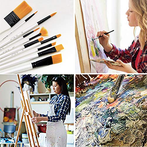 MAMUNU Paint Brushes Set with a Carrying Case, 10PCS Art Brushes Set for Acrylic, Oil, Watercolor and Gouache Painting