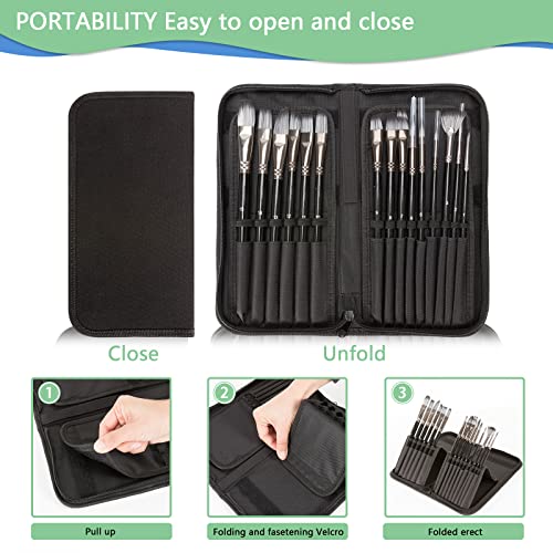 Artist Paintbrush Set of 18-15 Different Shapes with Palette,1 Pallete Knife,1 Sponge,Painting Brushes Kit with Organizing Case for Acrylic Oil Watercolor Gouache Painting for Beginners Professionals