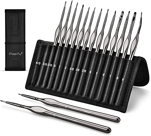 Magicfly Fine Detail Paint Brushes Set 15PCS, Miniature Paint Brushes, Art Paint Brushes for Acrylic, Oil, Watercolour, Gouache, Fine Detailing