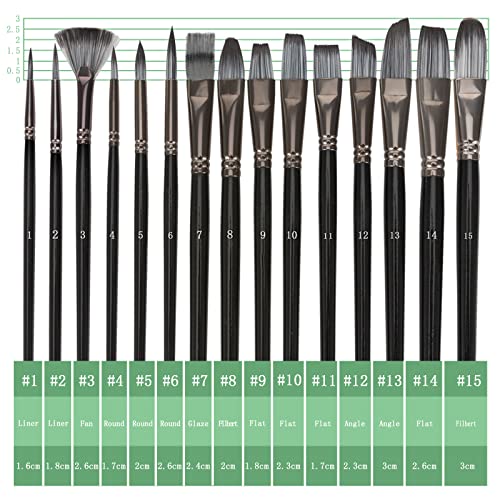 Artist Paintbrush Set of 18-15 Different Shapes with Palette,1 Pallete Knife,1 Sponge,Painting Brushes Kit with Organizing Case for Acrylic Oil Watercolor Gouache Painting for Beginners Professionals
