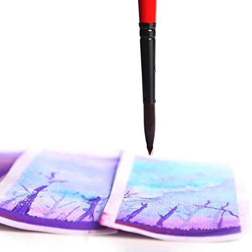 Transon Artist Round Watercolour Paint Brush Synthetic Sable Set 9pcs for Acrylic, Gouache, Oil, Tempera, Enamel and Face Painting