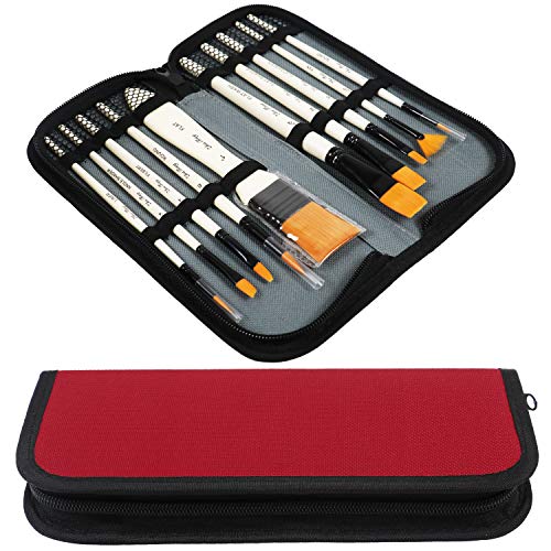 MAMUNU Paint Brushes Set with a Carrying Case, 10PCS Art Brushes Set for Acrylic, Oil, Watercolor and Gouache Painting