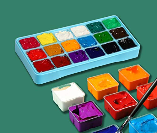 INK LAB HIMI Gouache Paint Kit 18 Vibrant Colors Non Toxic Paints Jelly Cup Design with Palette Portable for Professional Artists Kids, Rich Pigment, 30ml/Cup