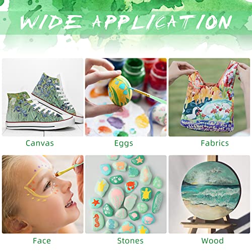 Paint Brushes Set 10 PCS Nylon Hair Paint Brushes for Acrylic Oil Watercolor Gouache Painting Face Paint Brushes for Children and Adults Green