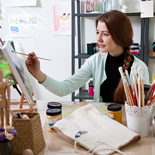 Artify Expert Paint Brushes Art Set for Acrylic Oil Watercolour Gouache | a Kit Hog Pony and Nylon Hairs | Including Two Large Size Nylon Brushes and a Carrying Pouch