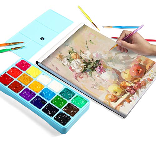 INK LAB HIMI Gouache Paint Kit 18 Vibrant Colors Non Toxic Paints Jelly Cup Design with Palette Portable for Professional Artists Kids, Rich Pigment, 30ml/Cup