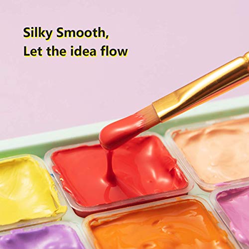 HIMI Gouache Paint, 24 Color Paints Set, Jelly Gouache Opaque, Vivid, Smooth Gel Watercolor Paint Kit with Portable Case, 3pcs Brushes, Palette, Easy Paint Kit for Beginner, Artist 30ml/Cup