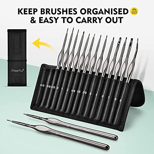 Magicfly Fine Detail Paint Brushes Set 15PCS, Miniature Paint Brushes, Art Paint Brushes for Acrylic, Oil, Watercolour, Gouache, Fine Detailing