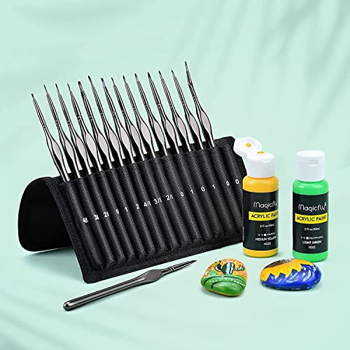 Magicfly Fine Detail Paint Brushes Set 15PCS, Miniature Paint Brushes, Art Paint Brushes for Acrylic, Oil, Watercolour, Gouache, Fine Detailing
