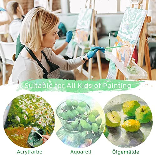 Paint Brushes Set 10 PCS Nylon Hair Paint Brushes for Acrylic Oil Watercolor Gouache Painting Face Paint Brushes for Children and Adults Green