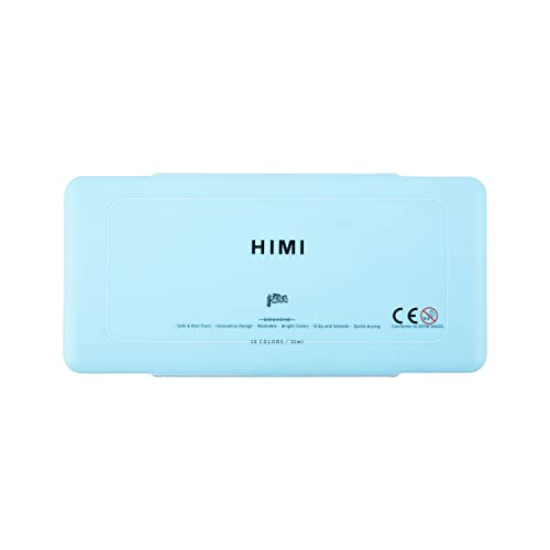 INK LAB HIMI Gouache Paint Kit 18 Vibrant Colors Non Toxic Paints Jelly Cup Design with Palette Portable for Professional Artists Kids, Rich Pigment, 30ml/Cup