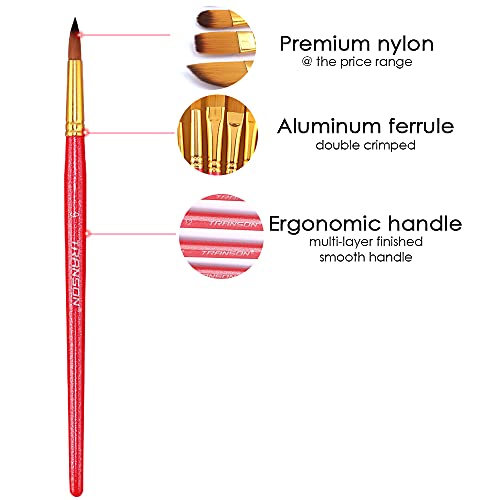 Transon Artist Paint Brush Set of 12 for Acrylic Watercolor Gouache Oil Craft Painting Pink