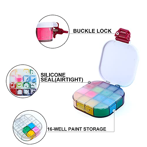 Transon Airtight Paint Storage Palette Box 16 Wells Fuchsia Color