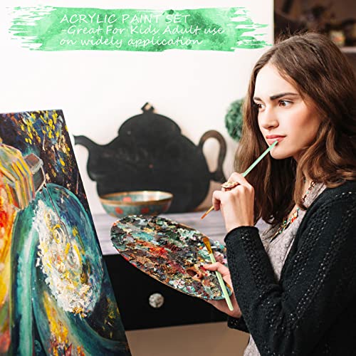 Paint Brushes Set 10 PCS Nylon Hair Paint Brushes for Acrylic Oil Watercolor Gouache Painting Face Paint Brushes for Children and Adults Green