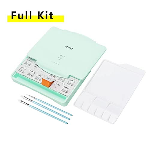 HIMI Gouache Paint, 24 Color Paints Set, Jelly Gouache Opaque, Vivid, Smooth Gel Watercolor Paint Kit with Portable Case, 3pcs Brushes, Palette, Easy Paint Kit for Beginner, Artist 30ml/Cup
