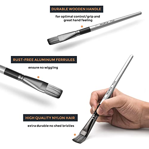 Nicpro 12 PCS Acrylic Paint Brushes Artist Taklon Small Painting Brush Set for Watercolor Oil Gouache Miniatures Face Body Shoes Craft Model, Kid & Adult Art Paintbrushes Grey