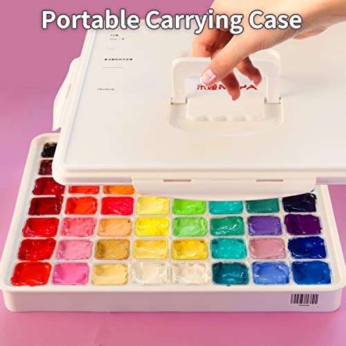 HIMI Gouache Paint Set, 56 Colours x 30ml/1oz with a Portable Carrying Case, Unique Jelly Cup Design, Non-Toxic, Guache Paint for Canvas Watercolor Paper - Perfect for Beginners, Students, Artists