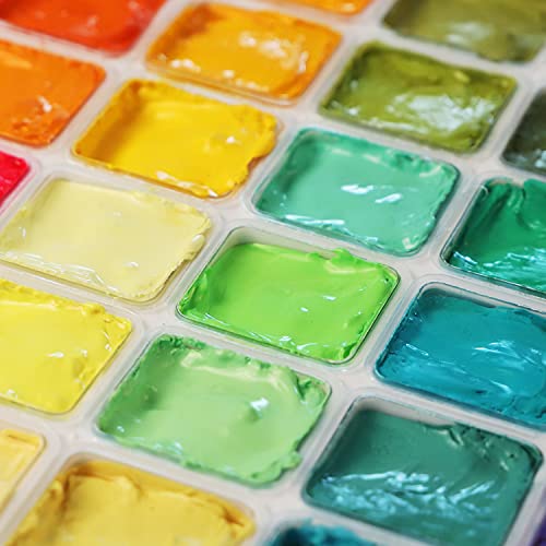 HIMI Gouache Paint Set, 56 Colours x 30ml/1oz with a Portable Carrying Case, Unique Jelly Cup Design, Non-Toxic, Guache Paint for Canvas Watercolor Paper - Perfect for Beginners, Students, Artists
