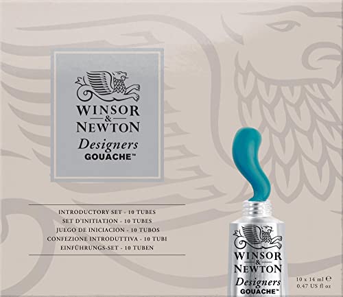 Winsor & Newton, Designers Gouache, Introductory Paint Set, 10 x 14 ml Tubes Assorted Colours