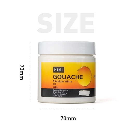 HIMI Gouache Refill Paints,White Color(200 ml Bottles), Non Toxic Paint for Canvas and Paper, Art Supplies for Professionals, Students(White)