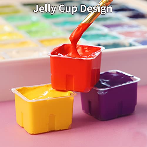 HIMI Gouache Paint Set, 56 Colours x 30ml/1oz with a Portable Carrying Case, Unique Jelly Cup Design, Non-Toxic, Guache Paint for Canvas Watercolor Paper - Perfect for Beginners, Students, Artists