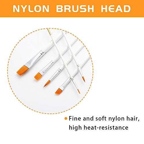 KANOSON Artist Paint Brush Set, 6pcs White Wooden Handle Artist Acrylic Paint Brush Set, Small Fine Nylon Watercolour Paint Brushes/Oil Paint Brushes/Gouache Paint Brushes for Art