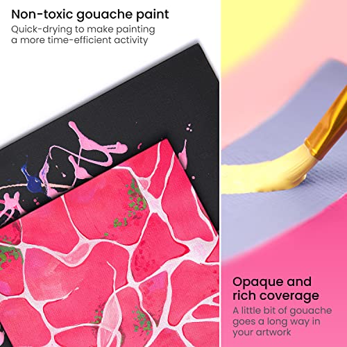 ARTEZA Gouache Paint, 12 Colours, Neon Tones, 144-ml Tubes, Opaque Water-Based Paint for Canvas and Paper, Art Supplies for Professionals, Students, and Kids
