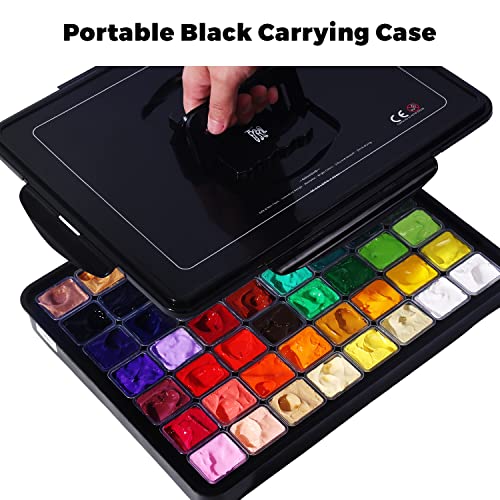 ARTFLY HIMI Gouache Paint Set, 56 Colors x 30ml Include 8 Metallic and 6 Neon Colors, Unique Jelly Cup Design in a Carrying Case Perfect for Artists, Students, Gouache Opaque Watercolor Painting