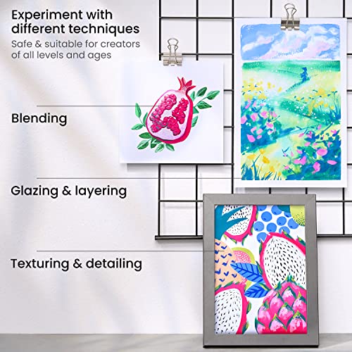 ARTEZA Gouache Paint, 12 Colours, Neon Tones, 144-ml Tubes, Opaque Water-Based Paint for Canvas and Paper, Art Supplies for Professionals, Students, and Kids