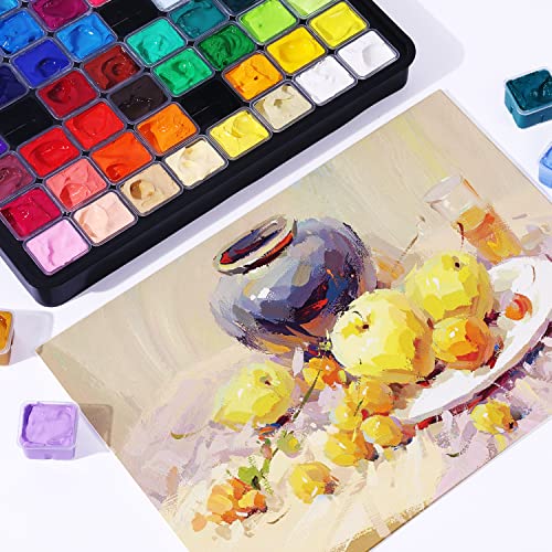 ARTFLY HIMI Gouache Paint Set, 56 Colors x 30ml Include 8 Metallic and 6 Neon Colors, Unique Jelly Cup Design in a Carrying Case Perfect for Artists, Students, Gouache Opaque Watercolor Painting