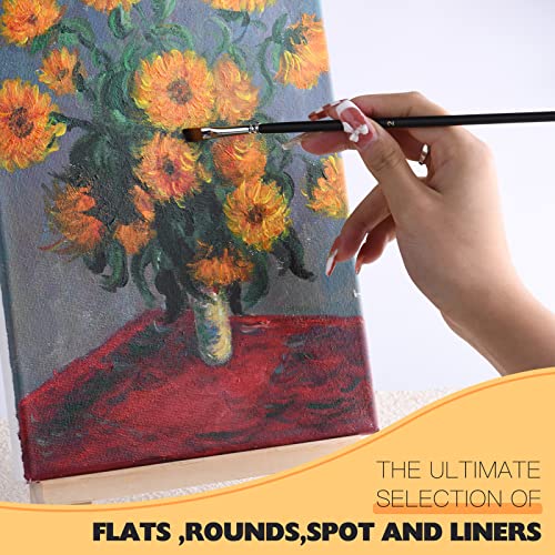 Angular Paint Brush, 9PC Oblique Tip Nylon Hair Angled Paint Brushes Set Art Artist Professional Painting Supplies for Acrylic, Watercolor, Gouache and Oil Painting (golden maple series)