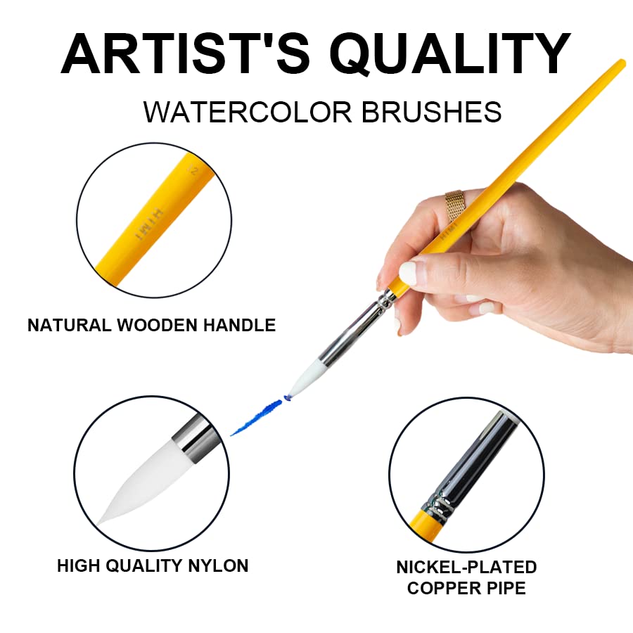HIMI Gouache Paint Brushes Set 5 Pcs for Acrylic Oil Watercolor Face & Body Gouache Painting Nice Gift Art hobbyist, Kids & Adults (Green,Watercolor Brushes)