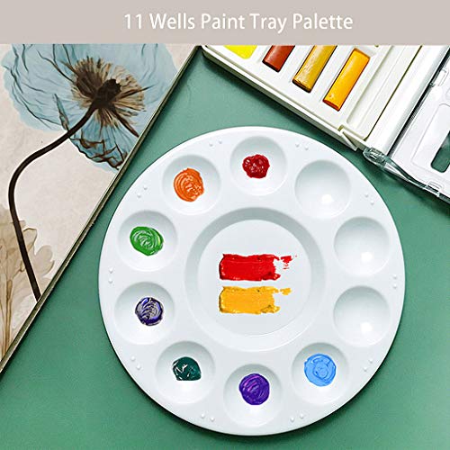 JCF 3 PCS Set Paint Tray Palette 6.7 Inch Plastic Round Palette with 10 Wells and 1 central reservoir for Watercolor Acrylic and Oil DIY Craft Professional Art Painting