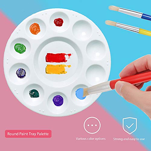 JCF 3 PCS Set Paint Tray Palette 6.7 Inch Plastic Round Palette with 10 Wells and 1 central reservoir for Watercolor Acrylic and Oil DIY Craft Professional Art Painting