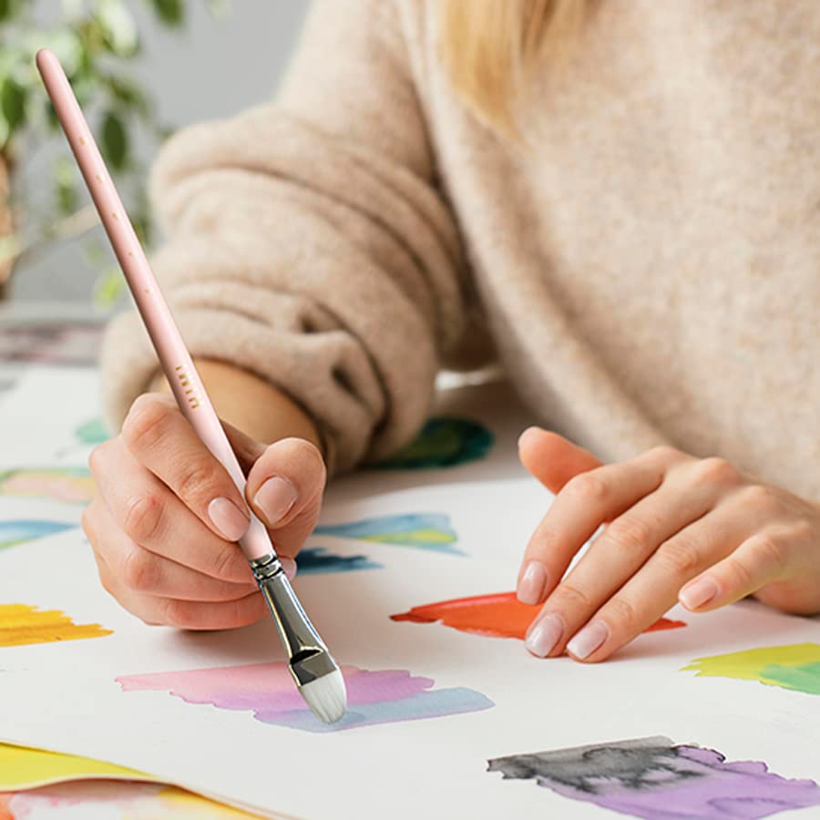 HIMI Gouache Paint Brushes Set 5 Pcs for Acrylic Oil Watercolor Face & Body Gouache Painting Nice Gift Art hobbyist, Kids & Adults (Green,Watercolor Brushes)