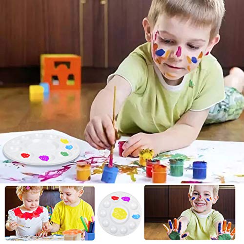 JCF 3 PCS Set Paint Tray Palette 6.7 Inch Plastic Round Palette with 10 Wells and 1 central reservoir for Watercolor Acrylic and Oil DIY Craft Professional Art Painting