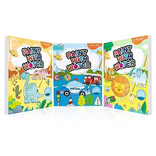 YPLUS Paint with Water Books for Toddler, Watercolor Coloring Paper for Kids Ages 1-3, 2-4, All-in-One Magic Book Art Craft Gift for Drawing - 3 Themes