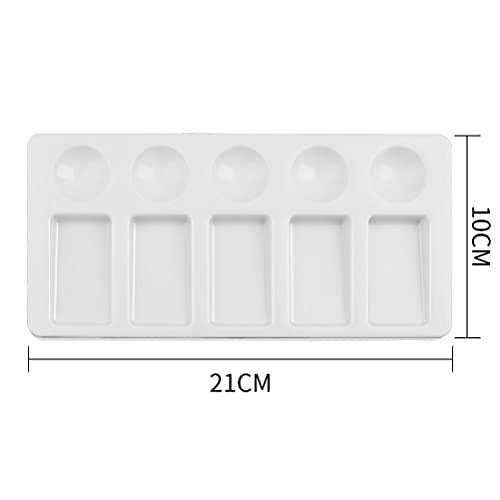 kuou 2 PCS Paint Palette, Rectangular MiXing Tray 10 Well Flat Gouache Wet Palette for Watercolor Oil Art Painting,White,30X20X2.7