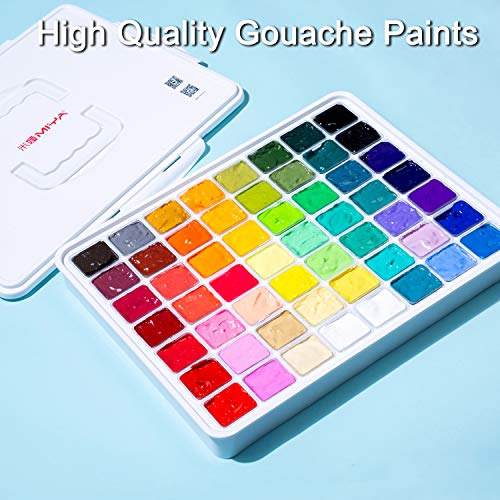 MIYA Gouache Paint Set, 56 Colors x 30ml Jelly Cup Design Paints, Non Toxic for Artist, Student & Kids, Gouache Watercolor Painting