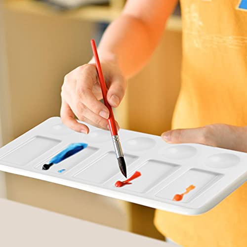 kuou 2 PCS Paint Palette, Rectangular MiXing Tray 10 Well Flat Gouache Wet Palette for Watercolor Oil Art Painting,White,30X20X2.7