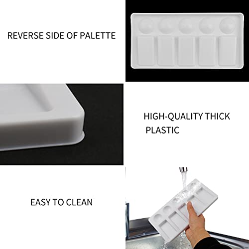 kuou 2 PCS Paint Palette, Rectangular MiXing Tray 10 Well Flat Gouache Wet Palette for Watercolor Oil Art Painting,White,30X20X2.7