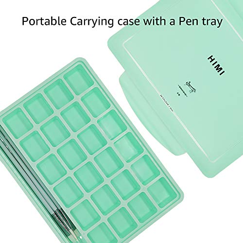 HIMI Gouache Paint Set, 24 Colours x 30ml with 3 Brushes & a Palette, Unique Jelly Cup Design, Non-Toxic, Guache Paint for Canvas Watercolour Paper - Perfect for Beginners, Students, Artists(Green)