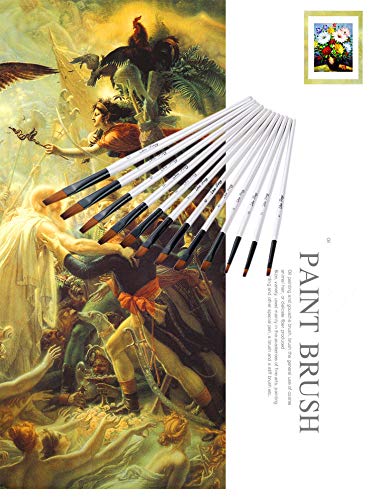 Paint Brush Set Artist Painting Brushes for Art Painting for Watercolors,Acrylics,Inks,Gouache,Oil and Tempera (12pcs Pearl White Flat Head Brush Set)