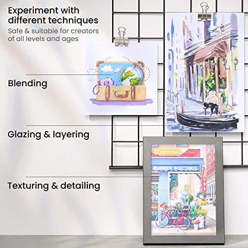 ARTEZA Gouache Paint, 12 Colours, Pastel Tones, 144-ml Tubes, Opaque Water-Based Paint for Canvas and Paper, Art Supplies for Professionals and Students