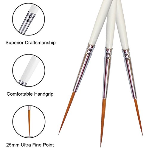 Detail Fine Paintbrush Artist Paint Brush Set Tip | for Miniature Acrylic Script Liner Model Oil Watercolor Nail Art Painting