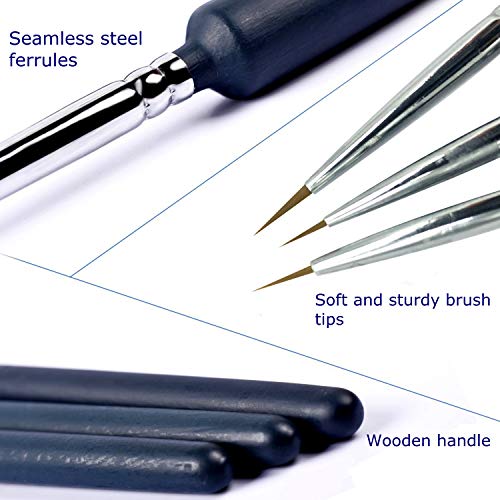 ZKSM 9pcs Detail Paint Brush Set Fine Miniature Artist Painting Brushes with 0, 00, 000 Size Drawing Brushes for Paintings Art Acrylic Watercolor Oil Nail Art