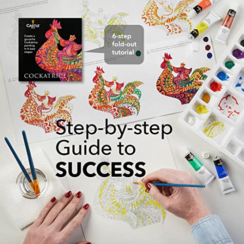 Castle Art Supplies Gouache Paints Set | 24 x 12ml Brilliant, Opaque, Water-Based Colours | Versatile, Easy to Use for Adult Artists, Beginners, Professionals | In Strong, Neat Presentation Box