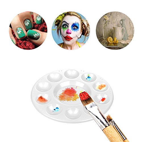 CENTSTAR 15 Pcs Round Paint Tray Palettes Plastic for Acrylic Oil Watercolor Craft DIY Art Painting Palettes, White (15 PCS)