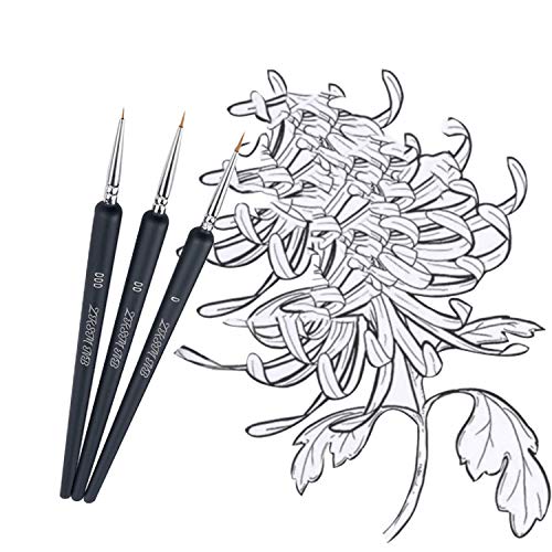 ZKSM 9pcs Detail Paint Brush Set Fine Miniature Artist Painting Brushes with 0, 00, 000 Size Drawing Brushes for Paintings Art Acrylic Watercolor Oil Nail Art