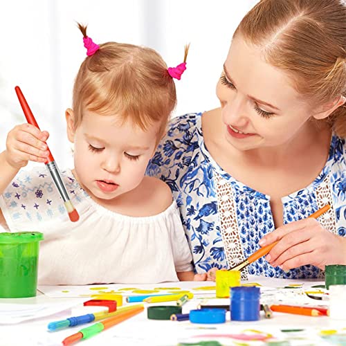 Jiosdo Kids Paint Brushes, 19Pcs Childrens Painting Brushes Set with Paint Palettes, Colorful Paint Brushes for Children Toddlers Beginners, Art Paint Brushes for Watercolor, Oil, Acrylic, Face